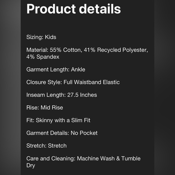 NWT Girls’ Black Sparkle Cozy Fleece Lined Leggings, XL (14/16) - Picture 5 of 5